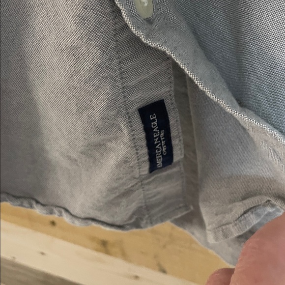American Eagle Outfitters size XLT Light Gray Short Sleeve Button Down Shirt - Picture 4 of 9